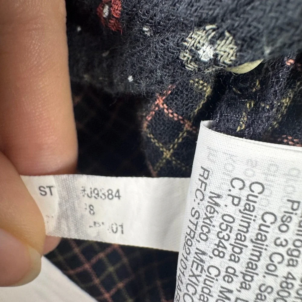 Madewell Womens Black Floral Polka Dot Flannel Button Down Shirt Size M